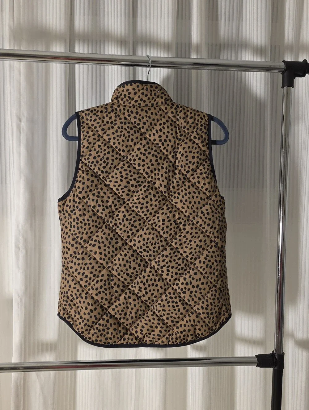 J.Crew Quilted Leopard Print Spotted Zip-Up Vest,Vest (Size S)